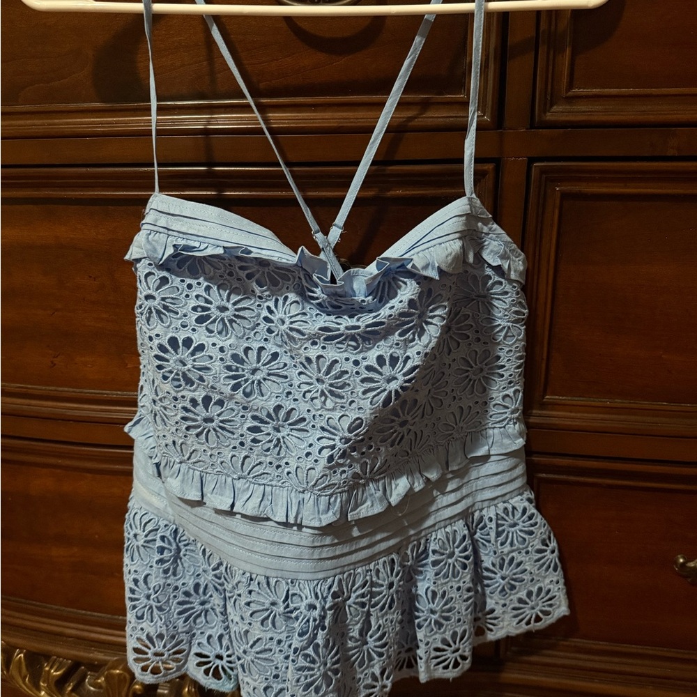 Light Blue Eyelet Lace Top